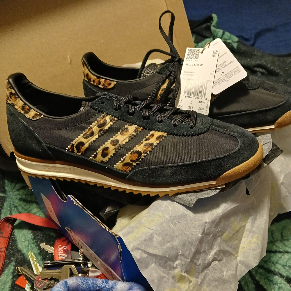 Adidas Black and Leopard Print Men's Shoes